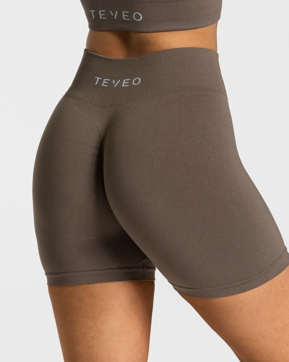 Teveo Timeless Scrunch Shorts Taupe | KYDORC-564